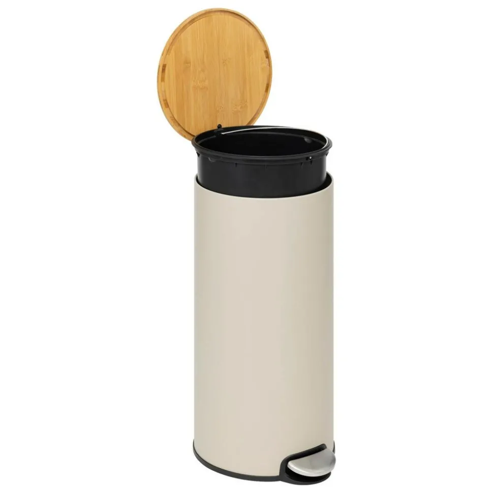 5 FIVE SIMPLY SMART - 5five - poubelle couvercle bambou 30l "modern color" beige
