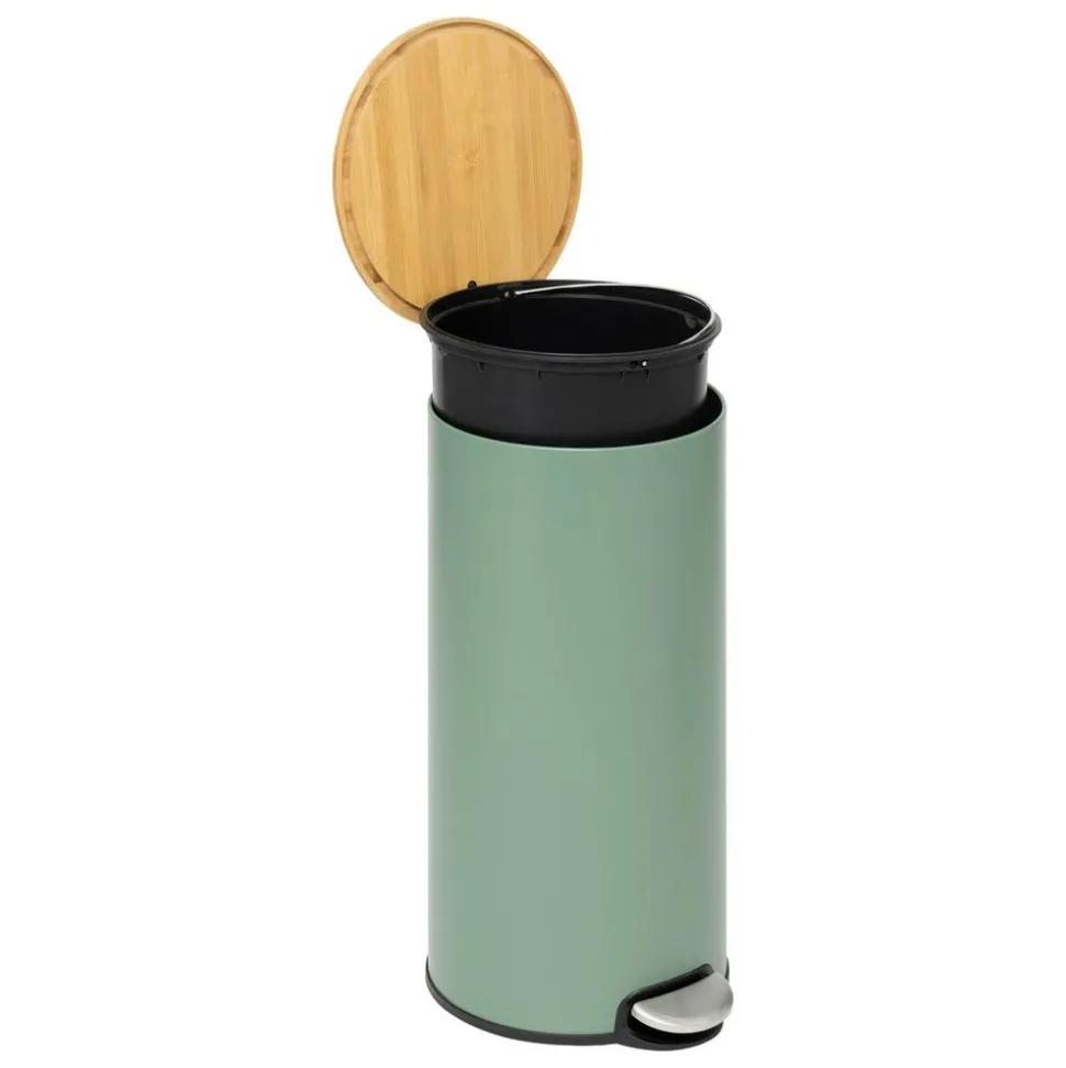 5 FIVE SIMPLY SMART - 5five - poubelle couvercle bambou 30l "modern color" vert