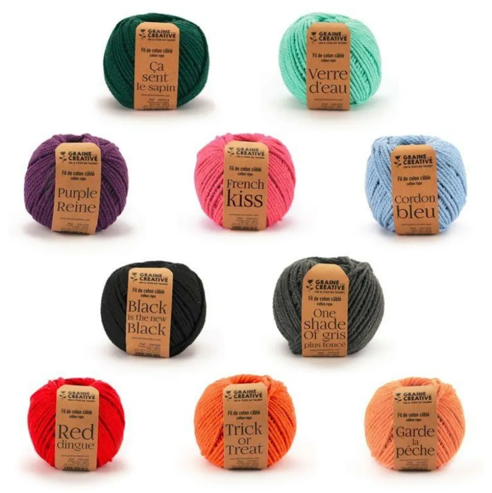 GRAINE CRÉATIVE - 10 bobines de fil en coton pour macramé