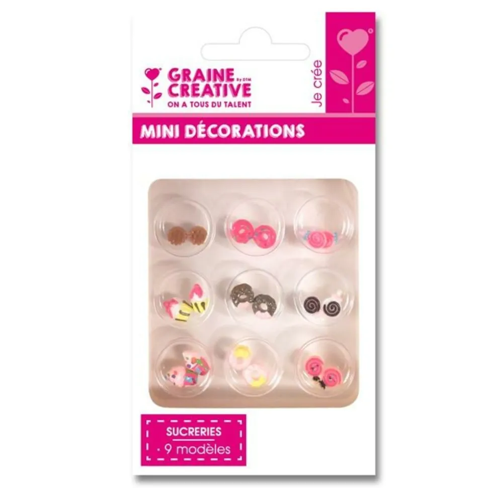 GRAINE CRÉATIVE - 18 mini décorations gourmandes pâte polymère - sucreries