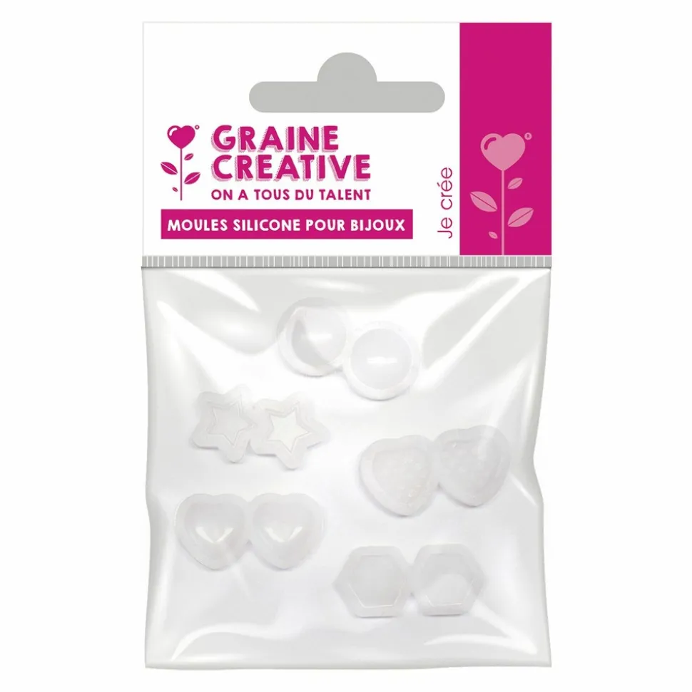 GRAINE CRÉATIVE - 5 mini moules pour bijoux formes