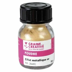 GRAINE CRÉATIVE - Poudre effet métallique doré pour pâte polymère 16 g