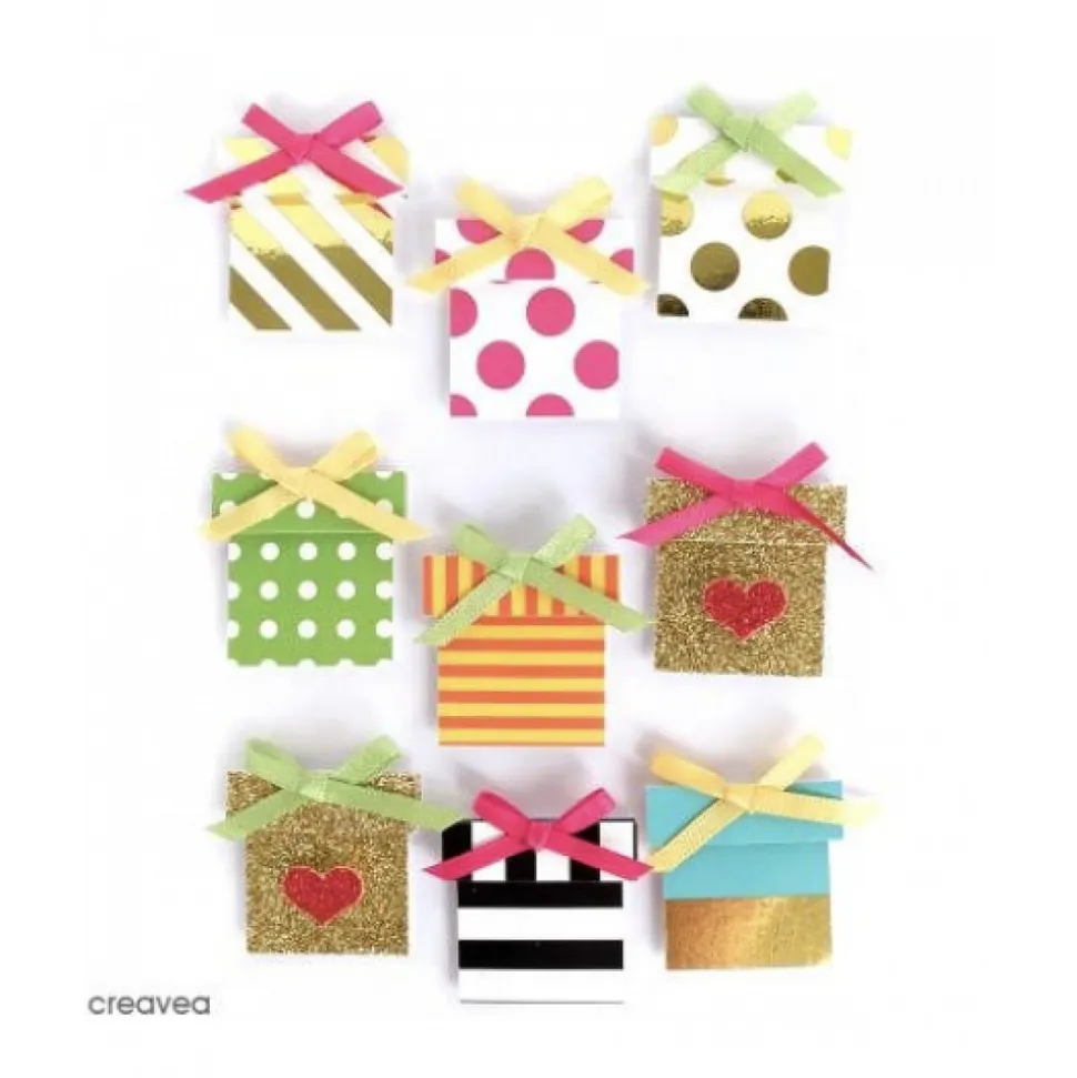 GRAINE CREATIVE - Stickers 3d cadeau - 9 autocollants