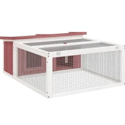 HELLOSHOP26 - Clapier moka 117,5 x 97 x 47,5 cm bois de pin massif marron