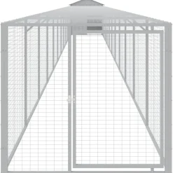 HELLOSHOP26 - Poulailler enclos cage poules avec cour clair 117 x 1221 x 123 cm acier galvanisé gris