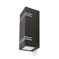 KOBI - Applique murale de façade rectangle design noir éclairage haut / bas avec diffuseur blanc pour ampoule gu10