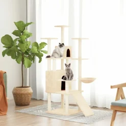 MAISON EXCLUSIVE - Arbre à chat avec griffoirs en sisal crème 154 cm