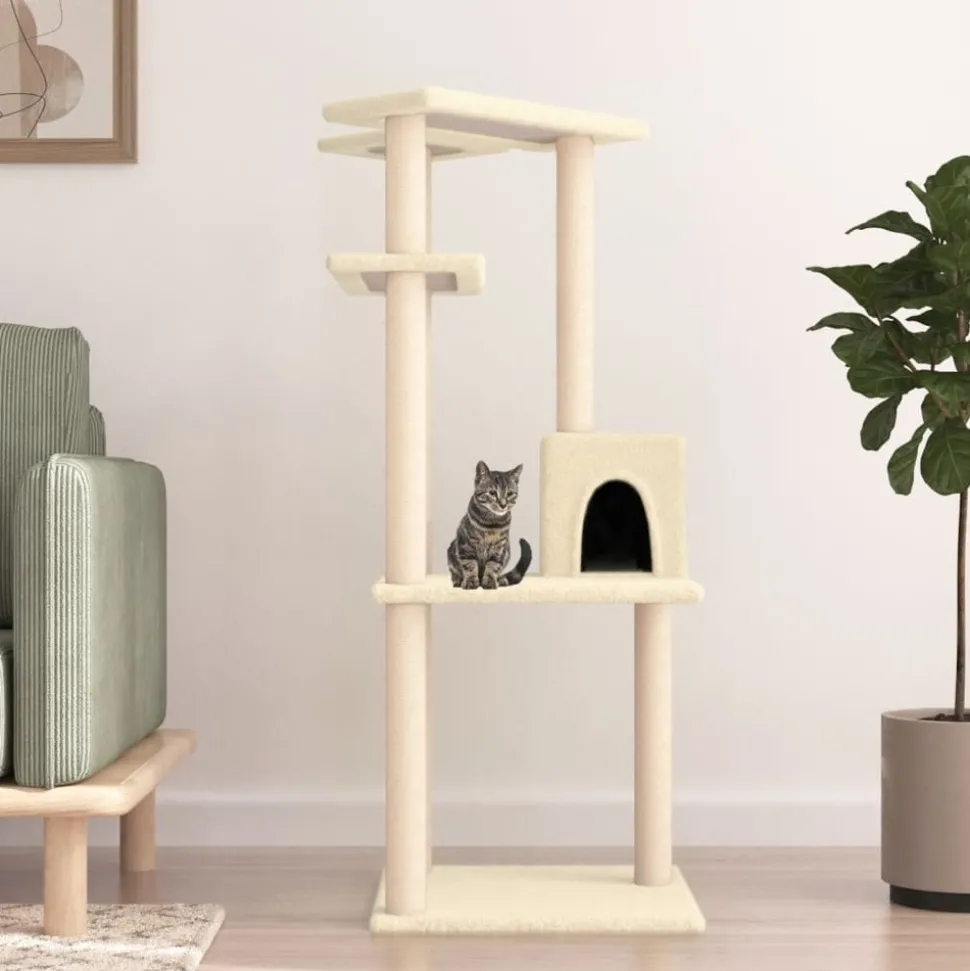 MAISON EXCLUSIVE - Arbre à chat avec griffoirs en sisal crème 123 cm