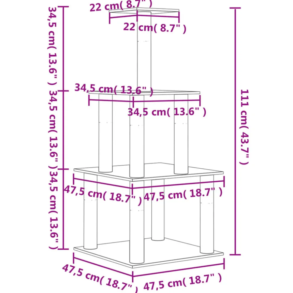MAISON EXCLUSIVE - Arbre à chat avec griffoirs en sisal crème 108,5 cm