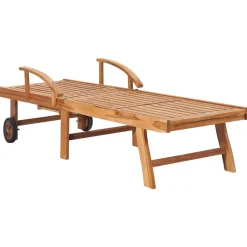 MAISON EXCLUSIVE - Chaise longue avec coussin à carreaux rouge bois de teck solide