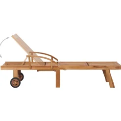 MAISON EXCLUSIVE - Chaise longue avec coussin à carreaux rouge bois de teck solide