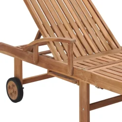 MAISON EXCLUSIVE - Chaise longue avec coussin à carreaux rouge bois de teck solide