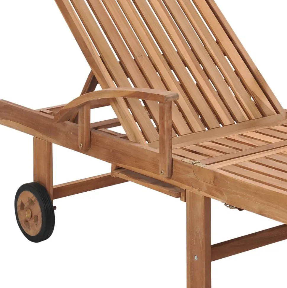 MAISON EXCLUSIVE - Chaise longue avec coussin à carreaux rouge bois de teck solide