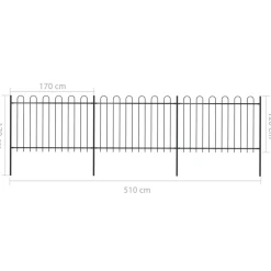 MAISON EXCLUSIVE - Clôture de jardin avec arceau en acier 537 x 120 cm noir