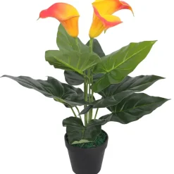 MAISON EXCLUSIVE - Plante artificielle avec pot lis calla 45 cm rouge et jaune