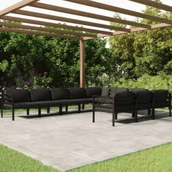 MAISON EXCLUSIVE - Salon de jardin 10 pcs avec coussins aluminium anthracite