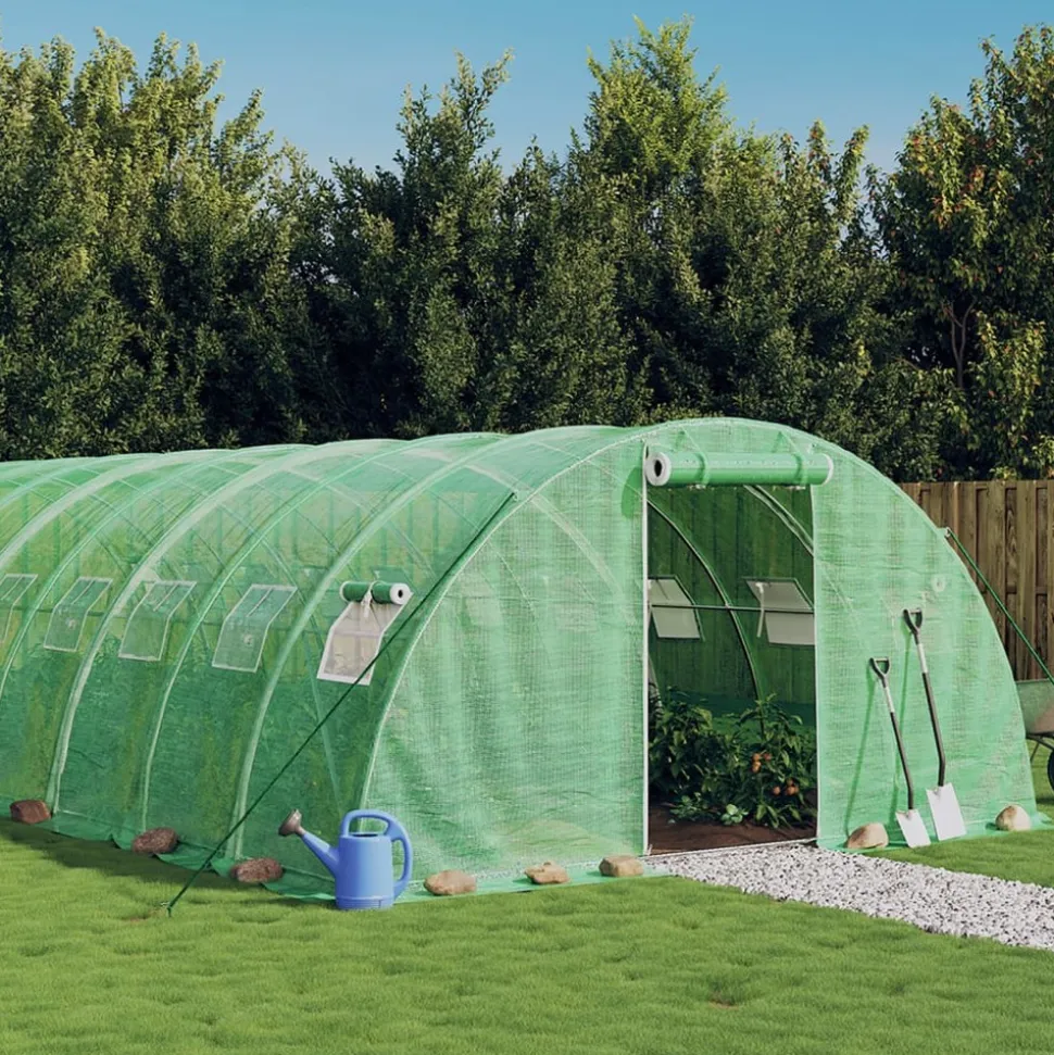 MAISON EXCLUSIVE - Serre avec cadre en acier vert 88 m² 22x4x2 m