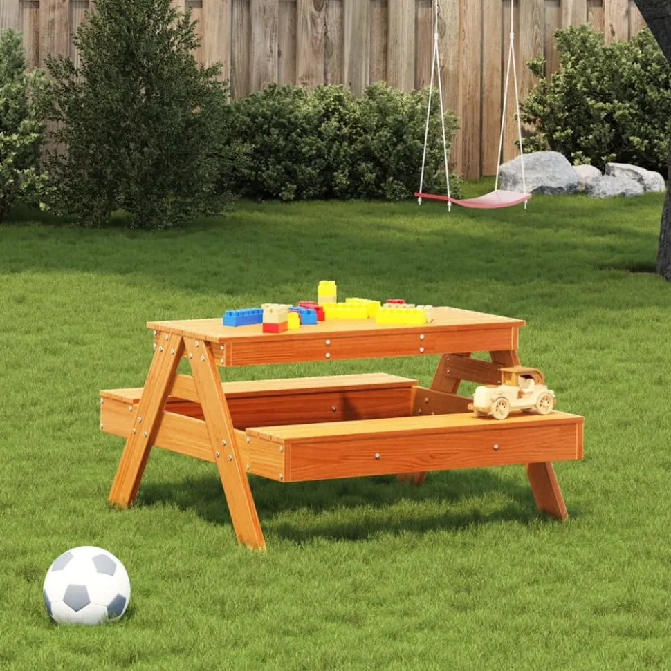 MAISON EXCLUSIVE - Table de pique-nique pour enfants cire marron bois massif pin