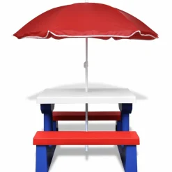 MAISON EXCLUSIVE - Table et bancs de pique-nique avec parasol pour enfants
