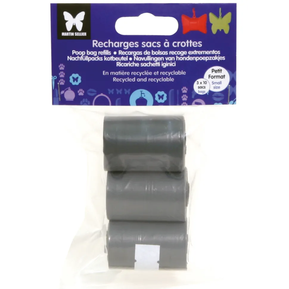 MARTIN SELLIER - Recharge sacs ramasse-crotte pour distributeur papillon : 3 rouleaux