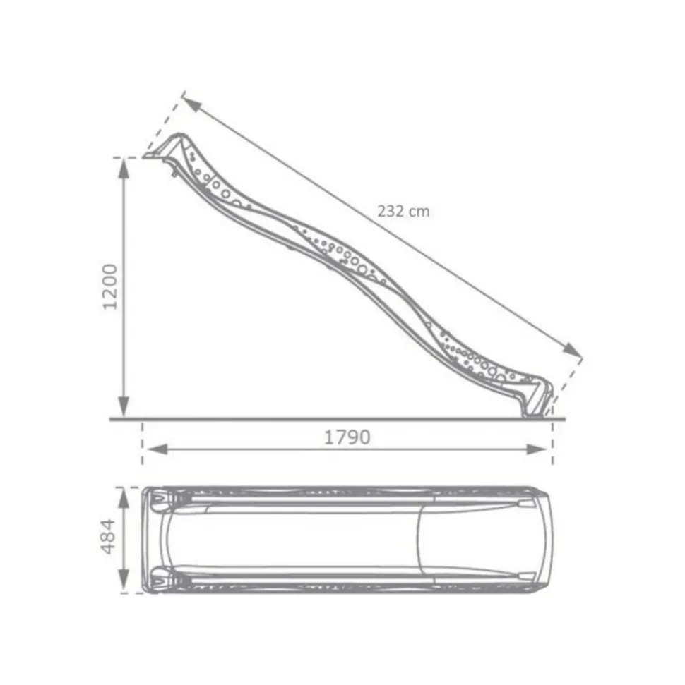 1.- MASGAMES OUTDOOR GAMES - Rampe toboggan masgames l (hauteur 120 cm) chaux verte