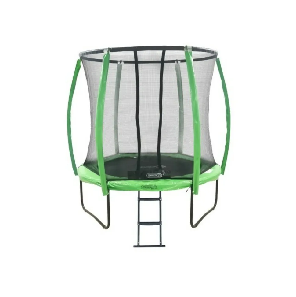 1.- MASGAMES OUTDOOR GAMES - Trampoline masgames premium 244 avec filet de protection, échelle, ancrages et housse de protection