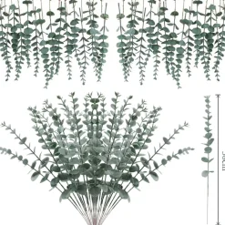 MCBOSON - Feuilles d'eucalyptus artificielles rouge*24