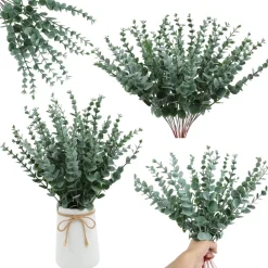 MCBOSON - Feuilles d'eucalyptus artificielles rouge*24