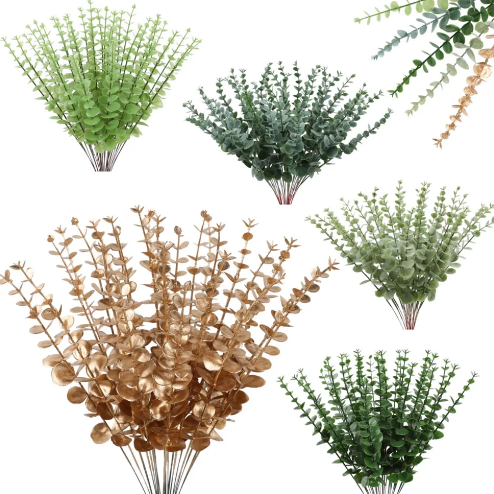 MCBOSON - Feuilles d'eucalyptus artificielles vert clair*24