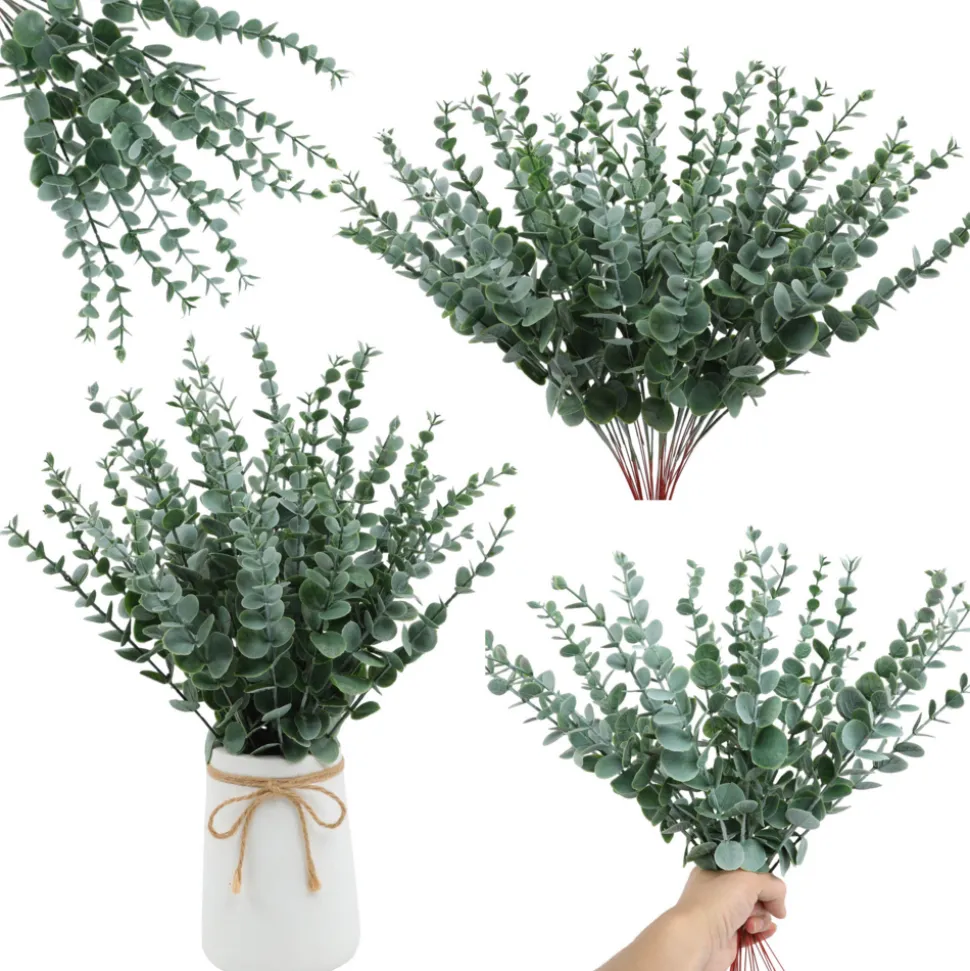 MCBOSON - Feuilles d'eucalyptus artificielles vert clair*24