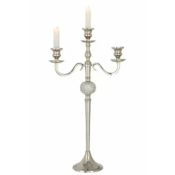 PARIS PRIX - Chandelier 3 branches déco "diamant" 56cm argent