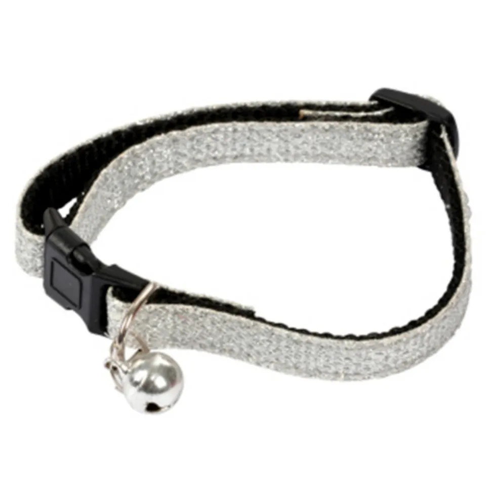 PARIS PRIX - Collier pour chat avec grelot "glitter" 30cm argent