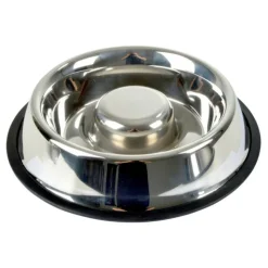 PARIS PRIX - Gamelle anti-glouton chien & chat "inox" 25cm argent