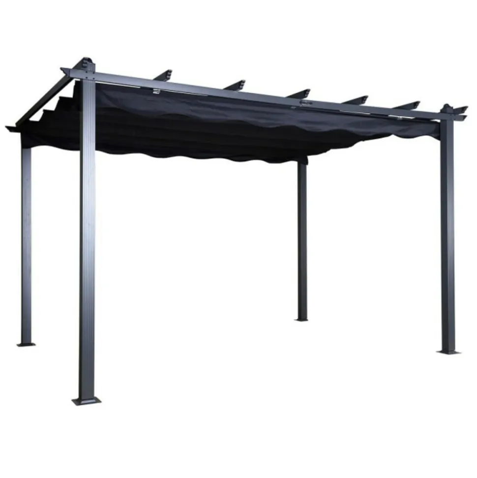 PARIS PRIX - Pergola avec toit "lazio" 395cm noir