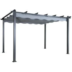 PARIS PRIX - Pergola avec toit "lazio" 395cm gris