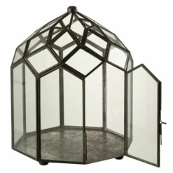 PARIS PRIX - Terrarium en verre vintage "brisla" 30cm noir