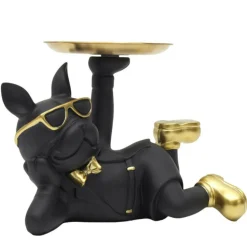 PARIS PRIX - Vide-poche statue "bulldog" 27cm noir