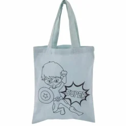 RAYHER - 2 sacs en coton bleu 25 x 20 cm - super-héros