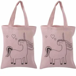 RAYHER - 2 sacs en coton rose 25 x 20 cm - licorne