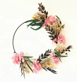 RECONCILIATION VEGETALE - Couronne murale de fleurs séchées honorine d30cm