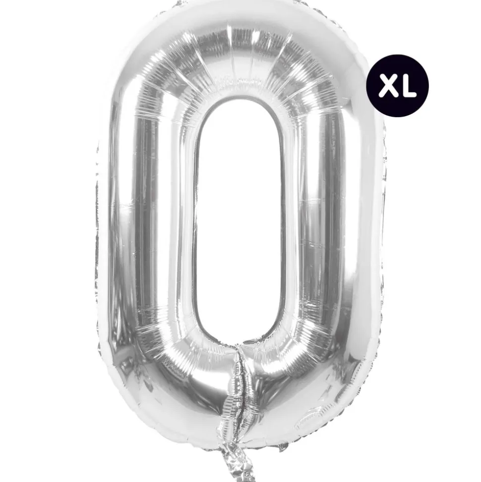 RICO DESIGN - Ballon aluminium chiffre "0" argenté, haut. 86 cm