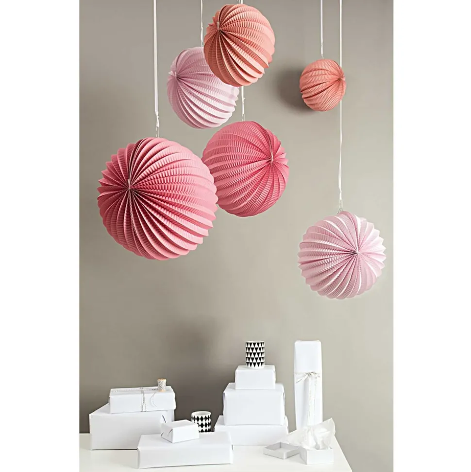 RICO DESIGN - Lampions (x3) en papier rose D.27 cm, 22,5 cm et 18,5 cm