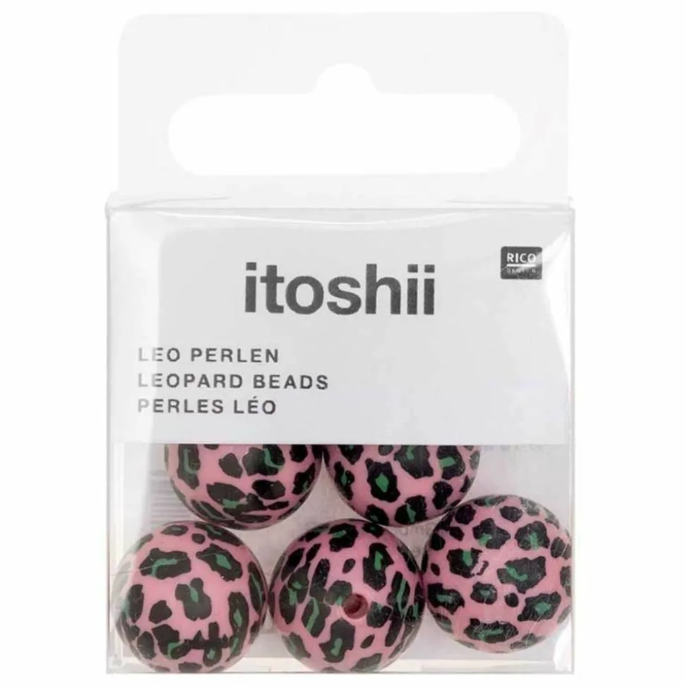 RICO DESIGN - 5 perles acid leo rose ø 16 mm