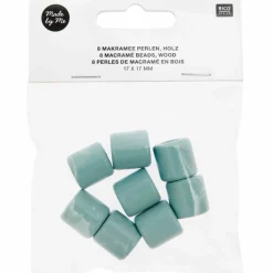 RICO DESIGN - 8 perles cylindriques - bois turquoise - 17 mm