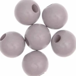 RICO DESIGN - 6 perles rondes - bois gris - 30 mm