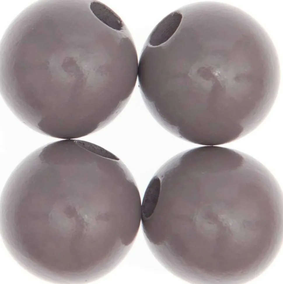 RICO DESIGN - 4 perles rondes - bois gris - 35 mm