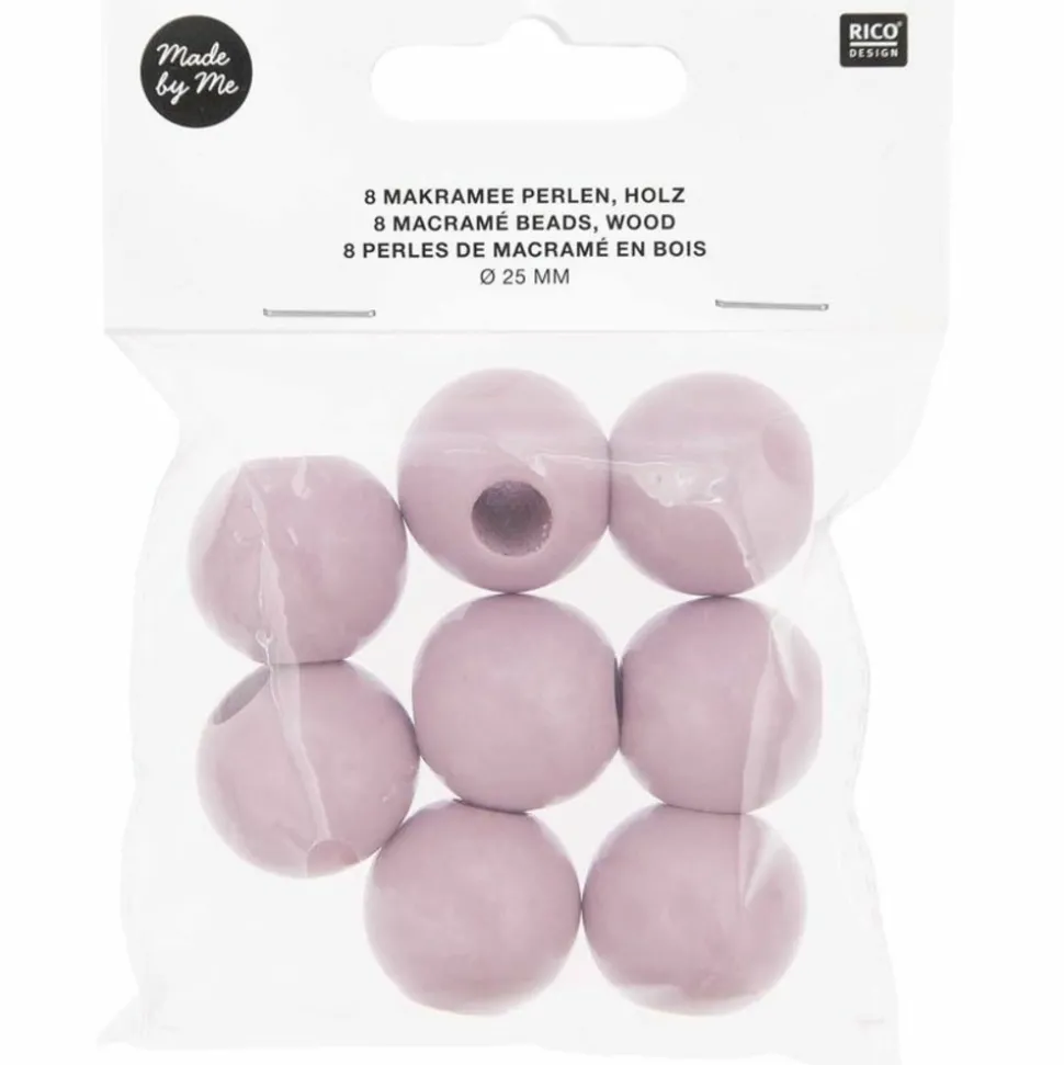 RICO DESIGN - 8 perles rondes - bois rose - 25 mm