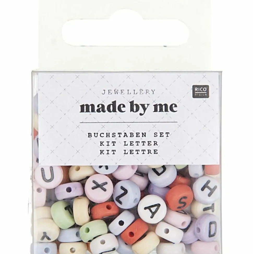 RICO DESIGN - Perles rondes lettres - pastel