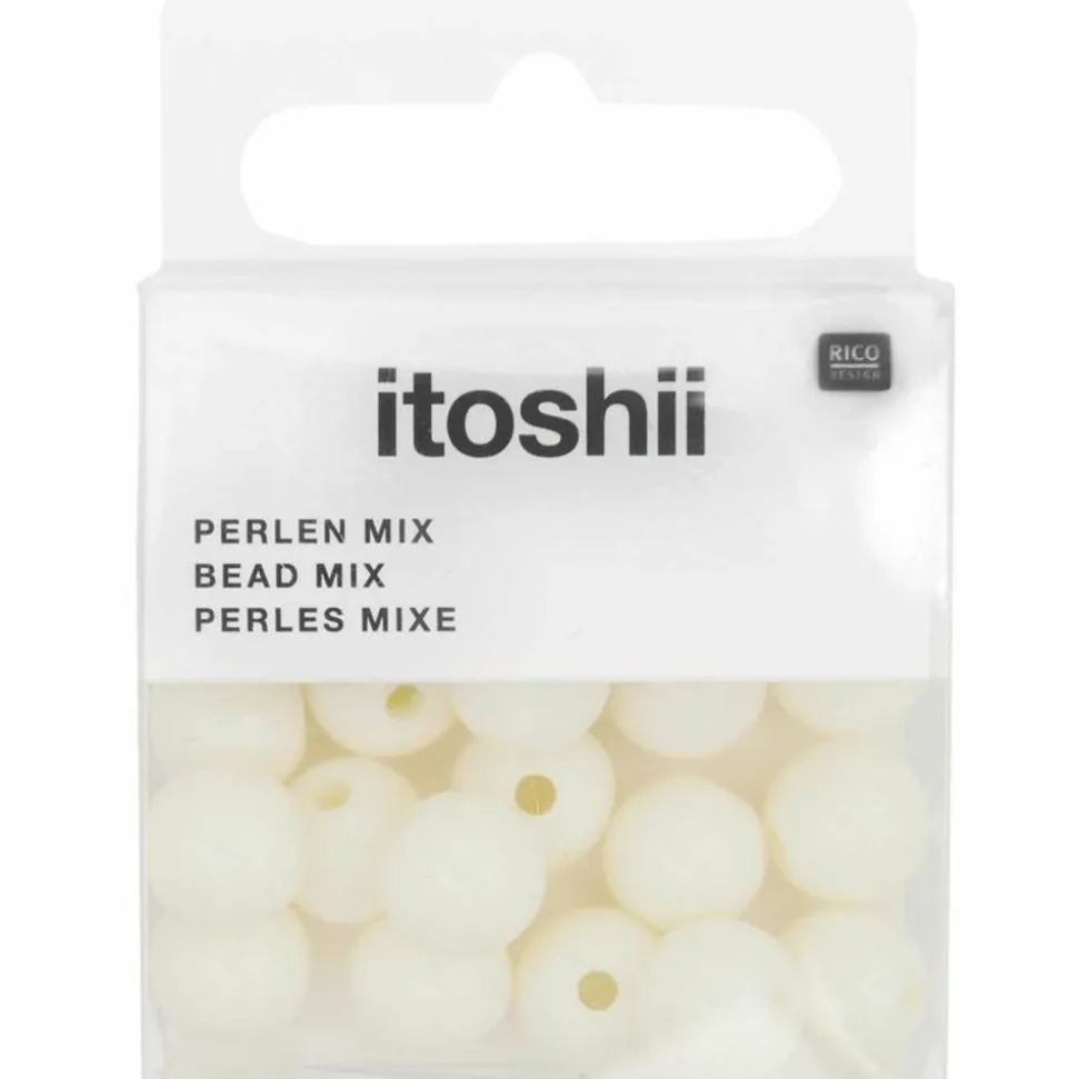 RICO DESIGN - 24 perles rondes 10 mm - blanc cassé