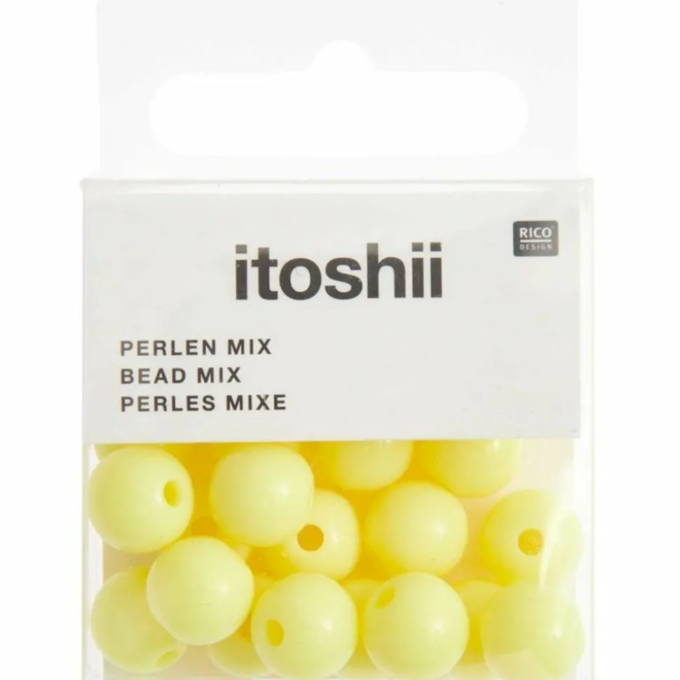RICO DESIGN - 24 perles rondes 10 mm - jaune